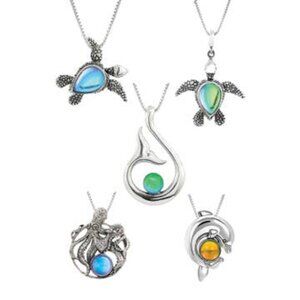 Water Animals (5 Pcs) Handmade Pendants Sterling Silver